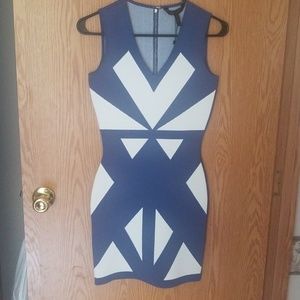 Blue and white bandage dress